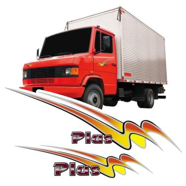 Imagem de Kit Adesivos Portas Caminhões Para Mercedes Benz Plus 18265 Laranja Preto