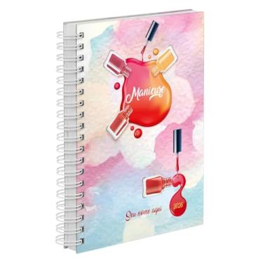 Imagem de Agenda Comercial 2026 Personalizada Capa Dura Manicure Esmalte Aquarela