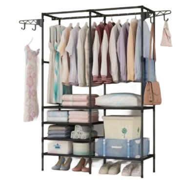 Imagem de Arara de Roupas Cabideiro Sapateira Rack Organizador Multiuso Prateleira Guarda Roupa Portátil(Arara Cabideiro 12kg)