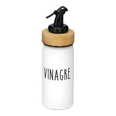 Imagem de Vinagreiro Porta Vinagre Com Bico Dosador Em Vidro Tingido Branco E Ba