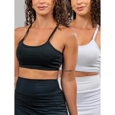 Imagem de KIT2 Top Alça Fina Fitness Nadador sem Bojo Liso Sutiã para ValorizarT
