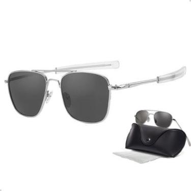 Imagem de Óculos de Sol Masculino Feminino Piloto Militar Clássico + Estojo e Microfibra-Masculino