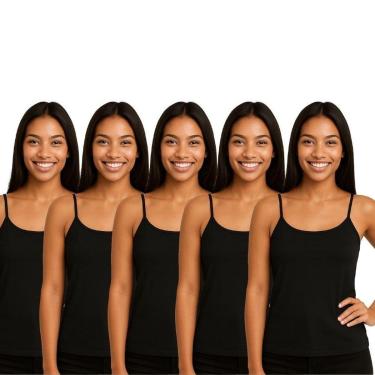 Imagem de Kit 5 Blusas Regata Feminina de Alcinha Lisa-Feminino