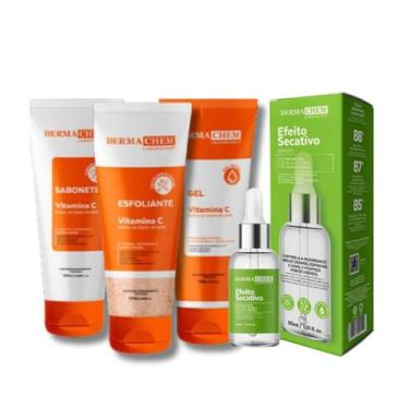 Imagem de Kit Skincare Vitamina C Anti Idade Clareador Dermachem, Sérum Secativo