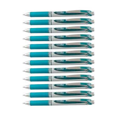 Imagem de Pentel Caneta de gel líquido retrátil EnerGel RTX ponta de metal, pacote com 12, (0,7 mm), linha média, azul turquesa, caixa com 12 (BL77-S3)