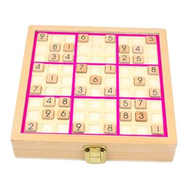 Imagem de Esquirla Brinquedo educacional sudoku jogo de tabuleiro presente de aniversário brinquedo 3 em 1 de madeira sudoku jogo de tabuleiro conjunto número jogo de, ROSA