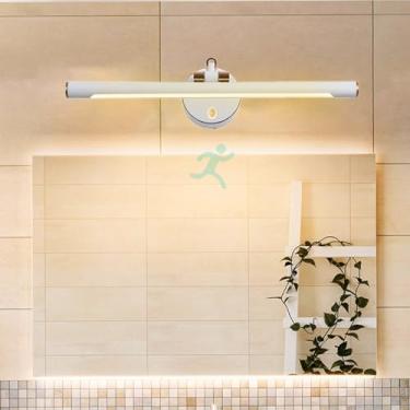 Imagem de GZZBMY Luzes de parede LED com sensor de movimento espelho de banheiro arandelas de parede 210° giratórias ajustáveis telescópicas dobráveis luzes de imagem para quarto e sala de estar barbeador (luz