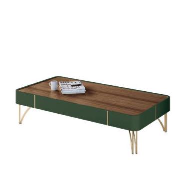 Imagem de Mesa de Centro Decorativa Rennes MDP/MDF Pés de Aço Verde Pistache/Cas