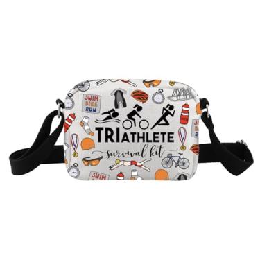 Imagem de TSOTMO Kit de sobrevivência de triatlo para presente de triatleta, presente para mulheres e homens, bolsa com zíper com tema de triatleta, presente, TRIATHLETE HB, Tendência