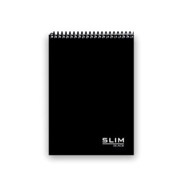 Imagem de Bloco Universitário 80 Folhas Espiral Superior Capa Dura Slim Black, Papel offset, (20x28 cm), Preto, Romitec
