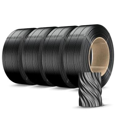 Imagem de SUNLU Refil de filamento PLA de seda 1,75 mm, refil PLA Plus 4 x 500 g, filamento de impressora 3D sem carretel para carretéis reutilizáveis compatíveis com impressoras 3D Bambu Lab, preto de seda 2