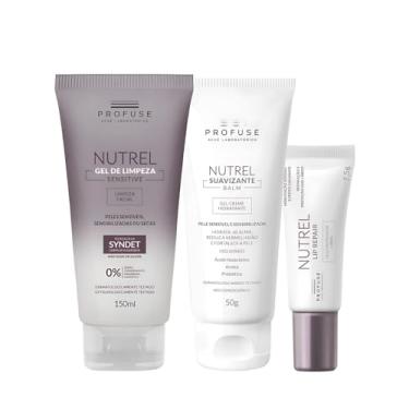 Imagem de Kit Profuse Gel de Limpeza Nutrel Sensitive 150ml + Hidratante Facial Gel Creme Nutrel Suavizante Balm Peles Sensíveis 50g + Reparador Labial Hidratante Nutrel Lip Repair 7,5g