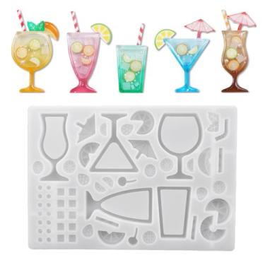Imagem de YXDGSG Design de vários copos, moldes de resina, copo de coquetel, reutilizável, limão, laranja, frutas, bebidas, guarda-chuvas, canudos, gelo, gravatas, moldes para fundição de resina epóxi