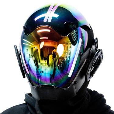 Imagem de ifkoo Máscara punk cosplay para homens, máscara gótica de ficção científica, máscara tecnológica futurista, Halloween, cosplay, acessórios grunge