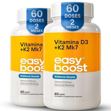 Imagem de Vitamina D3 + K2 Mk7 Easy Boost D3 2000ui K2 149mcg Kit 2x com 60 Caps cada