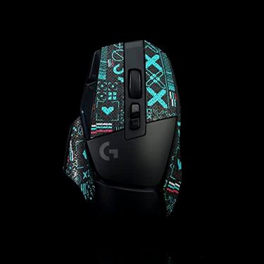 Imagem de Hokeyio Fita aderente para Logitech G502X Lightspeed Plus - antiderrapante, controle aprimorado, resistência ao suor, melhora a aderência de jogos FPS e proteção do mouse [pré-corte] Printsteam preto