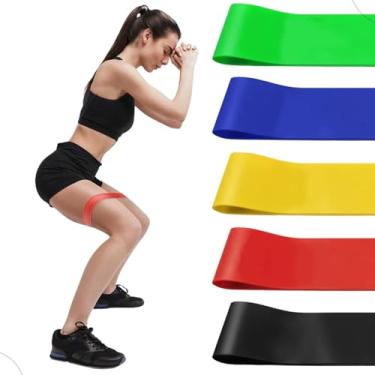 Imagem de Kit Com 5 Super Faixa Elástica Mini Band Treino Funcional Exercícios Musculação Fisioterapia Yoga Futebol Treinos em Casa