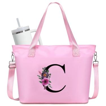 Imagem de JANSBEN Bolsa feminina personalizada - Bolsa de trabalho grande com compartimento para laptop e porta-copos Stanley Bolsa de enfermeira, rosa, One Size