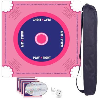 Imagem de Mahjong Mat with Carrying Bag - 32"x32" Non-Slip Noise Reducing Table with 4 Mahjong Rules Cards 2025 and 2 Dice Cover for American Mahjong, Poker, Card & Board Games, Premium Gaming Mat