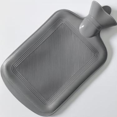 Imagem de Bolsa Térmica de Compressa Água Quente e Fria de Borracha Material Resistente 2 Litros Ideal para Uso Doméstico e Viagens Aliviando Dores e Lesões Superfície Texturizada na Cor cinza
