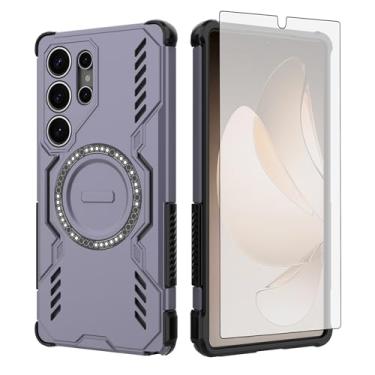Imagem de Asuwish Capa de celular para Samsung Galaxy S25 Ultra 5G com protetor de tela de vidro temperado, capa magnética e proteção à prova de choque, acessórios finos para celular S25Ultra 25S S 25 25Ultra