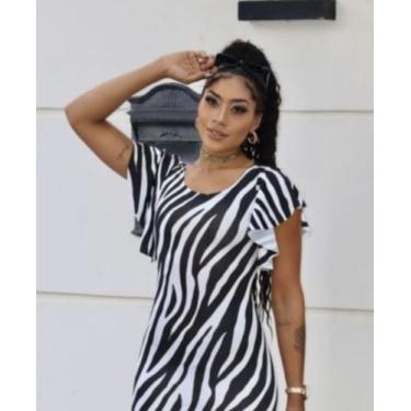 Imagem de Vestido Midi Manga Babado Moda Evangélica Feminina - Miss Flower, Zebr