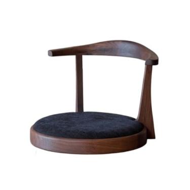 Imagem de Cadeira de chão portátil, cadeira de chão confortável estilo japonês, cadeira de tatame de madeira com suporte para as costas cadeira sem pernas ótima para ler jogos, meditação, sala de estar, varanda