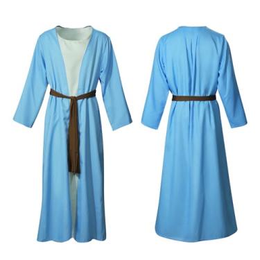Imagem de One·HSYZ Fantasia masculina Joseph Costum Jesus para adultos, roupão bíblico, pastor, presépio religioso, fantasia de Halloween (GG) azul