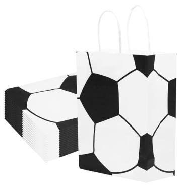Imagem de Zorfeter Pacote com 16 sacos de lembrancinhas de festa de futebol, sacos de doces com alças, perfeitos para suprimentos de futebol e festa de aniversário (estilo A)