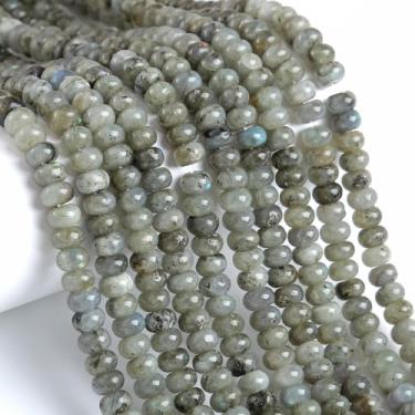 Imagem de 5 x 8 mm 76 peças pedra labradorita cinza natural Rondelle espaçador contas soltas disco de ábaco contas redondas de pedras preciosas soltas para fazer joias, colar de pulseira faça você mesmo