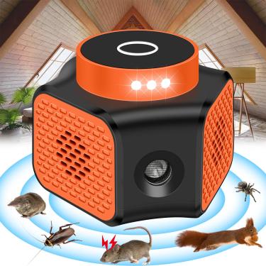 Imagem de Dispositivos de controle de mouse ultrassônico interno, repelente de pragas de 360° para baratas, ratos, aranhas, 4 modos, dispositivo de controle humano de roedores, prevenção de mouse para garagem