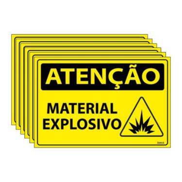 Imagem de Combo 6 Placas De Sinalização Atenção Material Explosivo 30x20 Ecom IA