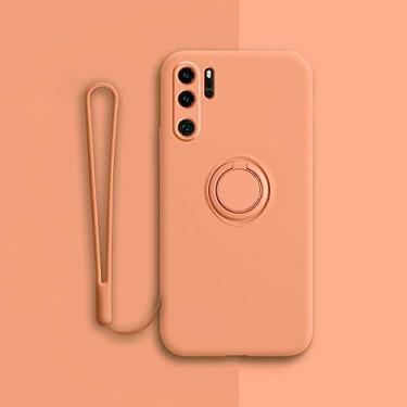 Imagem de Capa magnética de silicone para Huawei P30 P20 Pro P30Pro P20Pro P40 Nova 5T Mate Honor 20 Capa com suporte de anel P 30 A, laranja, para Huawei P20 Pro