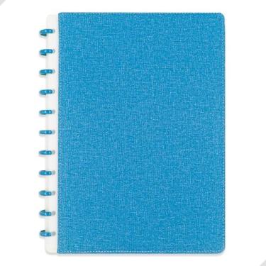Imagem de Caderno Inteligente com 11 Discos Grande 22x30cm, Mágico 80 Folhas Com Elástico para Escola Faculdade ou Trabalho Premium (Azul)
