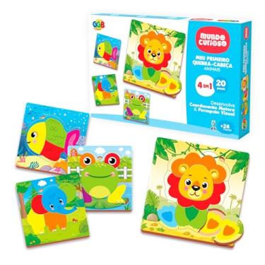 Imagem de GGB Plast Meu Primeiro Quebra-Cabeça 4 em 1 Animais 20 Peças Grandes