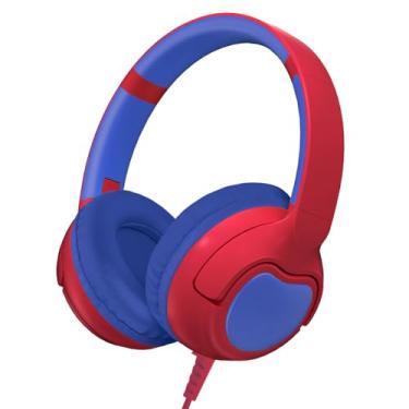 Imagem de ZIHNIC Fones de ouvido infantis com fio, limite de volume seguro de 85 dB para meninos e meninas, fones de ouvido confortáveis, design dobrável para escola, tablets e viagens - vermelho