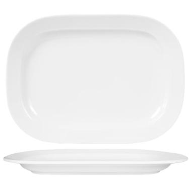 Imagem de Gofunfun Pacote com 2 bandejas brancas extra grandes de 43 cm – Travessas de melamina reutilizáveis para festas, lanches e biscoitos, pratos duráveis para entretenimento, despensa e cozinha, branco