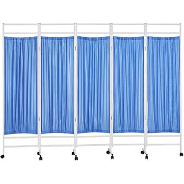 Imagem de Tela de privacidade médica rodante sobre rodas, ecrã portátil de privacidade médica, cerca de parede divisória de quarto temporário interior de 3/4/5/6 painéis com rodas, para hospi