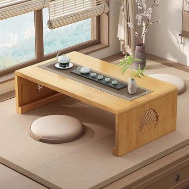 Imagem de Mesa Dobrável Japonesa Mesa De Chão Japonesa Mesa Baixa De Madeira Maciça Para Sentar No Chão Mesa Dobrável Retangular Mesa De Jantar Chabudai, Wood Color, 100 * 50 * 31cm