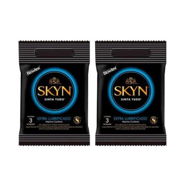 Imagem de Kit 2 Preservativo Blowtex Skyn Extra Lubrificado 3 Unidades