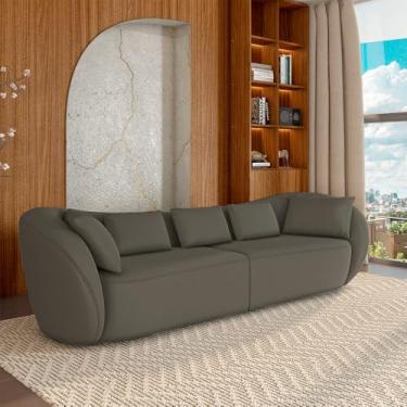 Imagem de Sofá Bipartido Sala de Estar Diamond 212cm com Almofadas Soltas Veludo Marrom G52 - Gran Belo