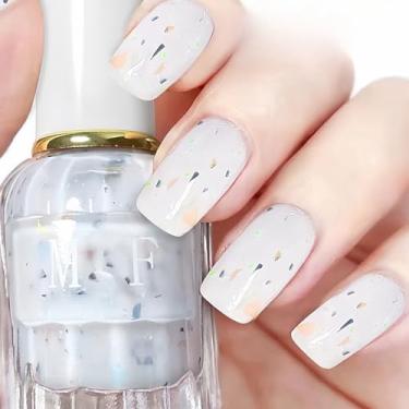 Imagem de KAHSOSE Esmalte de confete branco leitoso, secagem rápida à base de água, não tóxico, sem necessidade de luz UV, 12 ml