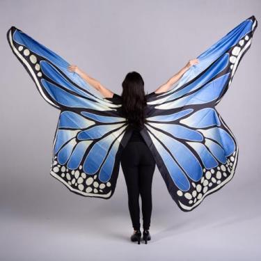 Imagem de Véu Wings Asas De Borboletas Dança Do Ventre Com Varetas Aberto - VEU-
