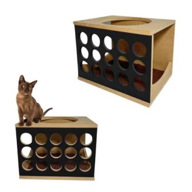 Imagem de Nicho Para Gato Multi Furo MDF Resistente Montado C/ Carpete e Kit Fix