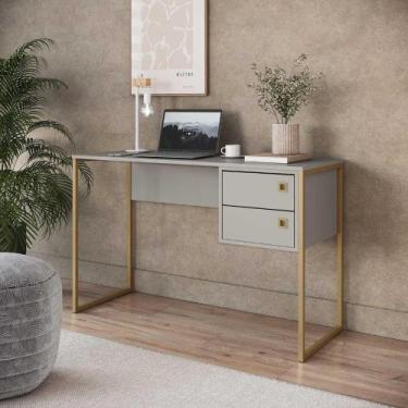 Imagem de Escrivaninha com Gavetas 120cm Home Office com Pés em Metal - Placa e 