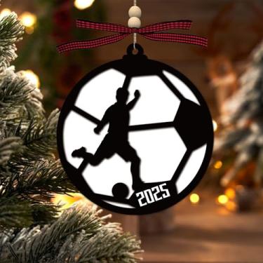 Imagem de Enfeites de futebol de Natal 2025, enfeites de bola gamel para decoração de árvore de Natal, letras do alfabeto, pingente de Natal, presentes para a família, amigos, casa