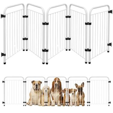 Imagem de Cercado Grade Cercadinho Portátil Dobrável 3 5 7 Módulos Modular Proteção Pets Filhotes Cachorro Gato Coelho Animais 50 cm Altura (Branco, 5 Módulos)