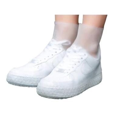 Imagem de Capa de chuva sapatilhas à prova d'água para viagens e praia multi-cena wear(Branco)