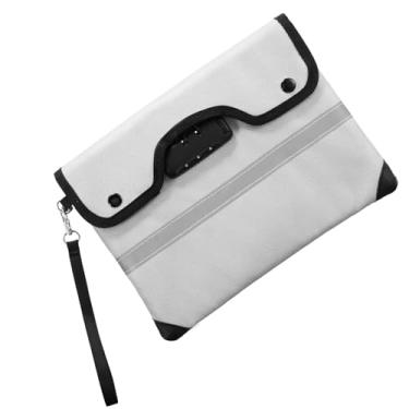 Imagem de Bolsa de documentos à prova de fogo com zíper selado à prova d'água e bolsa de armazenamento com fechadura combinada para carteira de certificado de passaporte em dinheiro (cinza, médio, por favor)