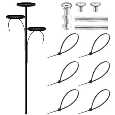 Imagem de LCZNXJJY Suporte de vela de árvore triplo preto, topo de árvore de candelabro de 3 camadas, enfeite de árvore tripla de Natal, decorações de Natal iluminadas para sala de estar, quarto, cozinha